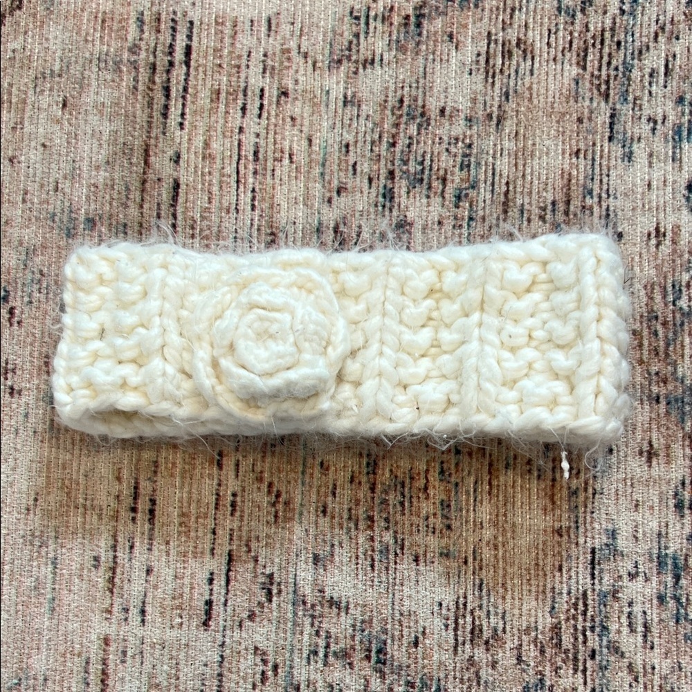 Target Cream Knit Headband with Floral Detail